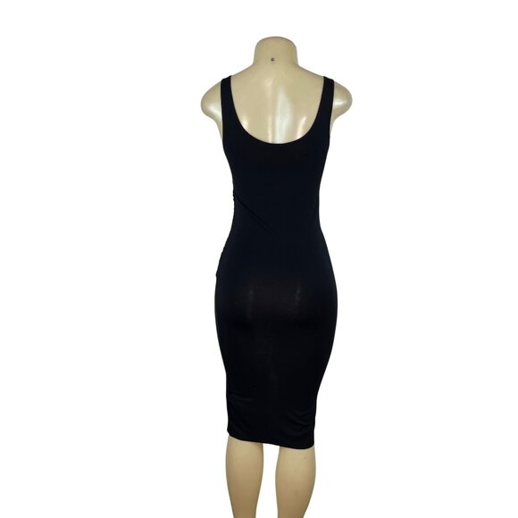 Black Abbelline Sleeveless Ruched Midi Dress For Women Szize S-New - Picture 4 of 9
